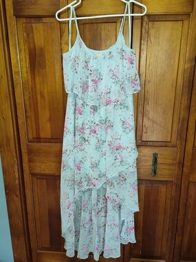 Disney Cinderella Lt Blue Floral High-Low Spaghetti Strap Dress